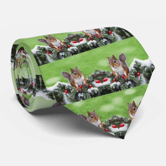Squirrel Holiday Christmas Neck Tie Krawatte (Gerollt)