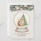 Squirrel Hot Choclate Snow Globe Feiertagskarte (Vorderseite)
