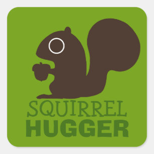 Squirrel Hugger Niedliche Wohn- und Nutztiereige Quadratischer Aufkleber