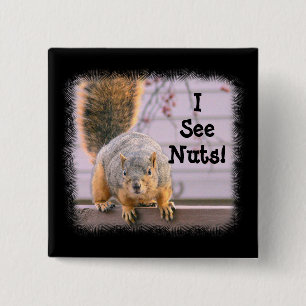 SQUIRREL: "Ich sehe Nüsse!" SQUARE-BUTTON Button
