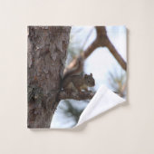 Squirrel in a Pine Tree Towel Set (Waschlappen)