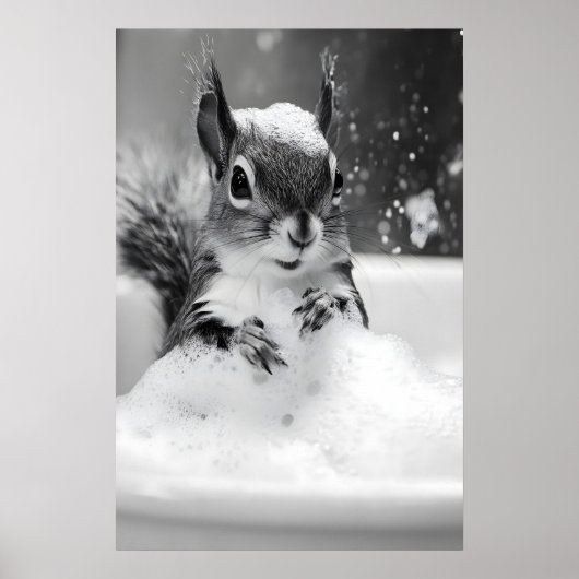Squirrel in Bathtub Print, Funny Bathroom Wall Art Poster (Vorne)