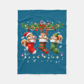 Squirrel In Christmas Socks Lights Squirrel Xmas Fleecedecke (Vorderseite)