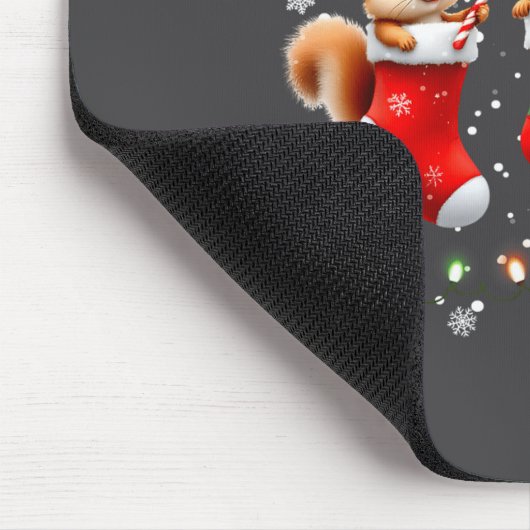 Squirrel In Christmas Socks Lights Squirrel Xmas  Mousepad (Ecke)