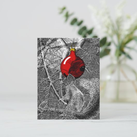 Squirrel in Christmas Tree Postkarte (Stehend Vorderseite)