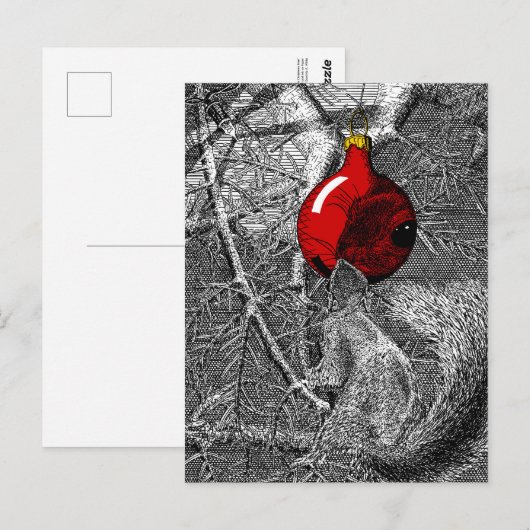 Squirrel in Christmas Tree Postkarte (Vorne/Hinten)