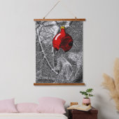 Squirrel in Christmas Tree Wandteppich Mit Holzrahmen (Schlafzimmer)