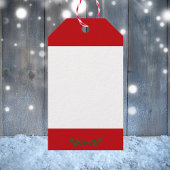 Squirrel in Green Hat Snowy Red and White  Geschenkanhänger