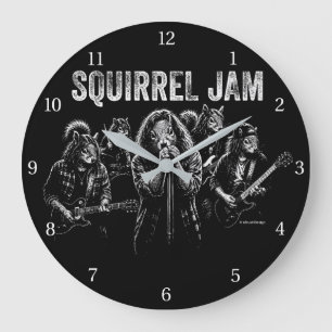 Squirrel Jam - Lustige Vintage-Rockband-Parodie De Große Wanduhr