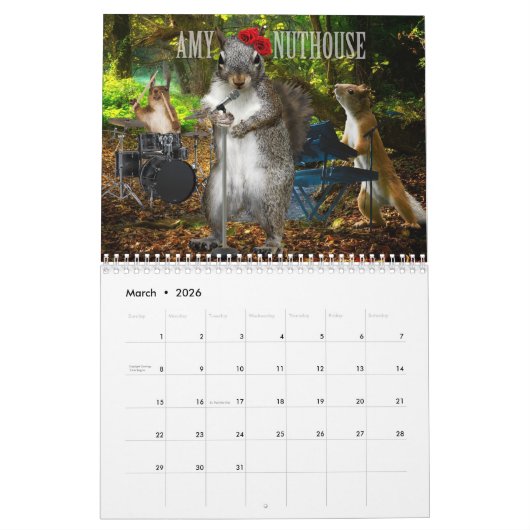 Squirrel Jam - Nutty Musicians Calendar Kalender (Mär 2026)