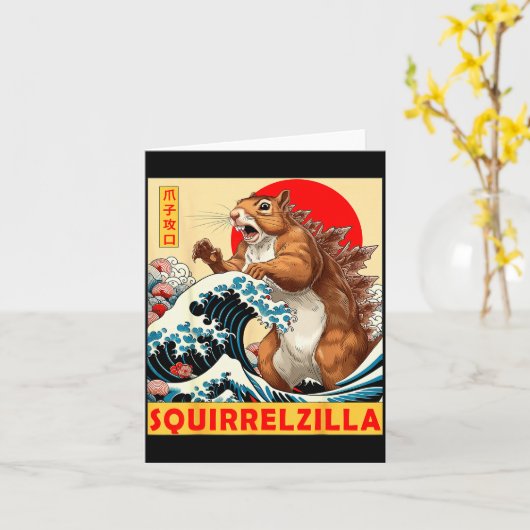 Squirrel Japanese Art Funny Squirrel For Men Women Karte (Gelbe Blume)