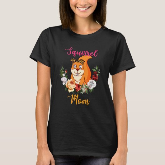 Squirrel Mom Floral Squirrel Bow Tie Lover Mother' T-Shirt (Vorderseite)