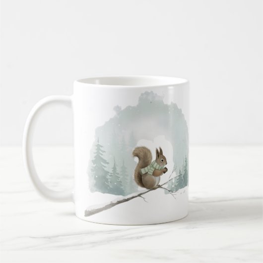 Squirrel Mug Cute Watercolor Winter Christmas Gift Kaffeetasse (Links)