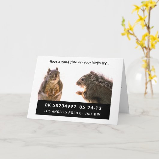 Squirrel Mug Shot Karte (Gelbe Blume)