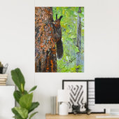 Squirrel on Pine Tree – Realistic Oil Painting Poster (Heimbüro)