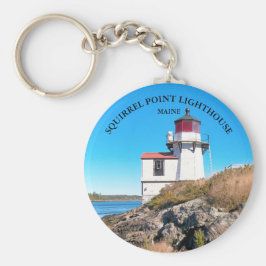 Squirrel Point Lighthouse, Maine Button Schlüssela Schlüsselanhänger