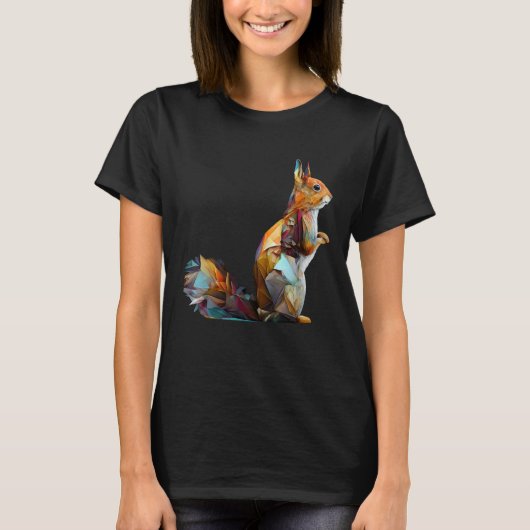 Squirrel Polygon Colourful Animal Print Art Squirr T-Shirt (Vorderseite)