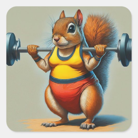 Squirrel Power Quadratischer Aufkleber (Vorderseite)