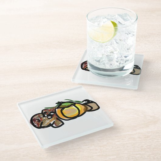 Squirrel pumpkins glasuntersetzer (Schrägansicht)