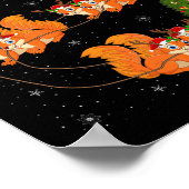 Squirrel Santa Sleigh Flying Funny Magical Christm Poster (Ecke)