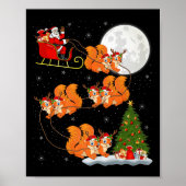 Squirrel Santa Sleigh Flying Funny Magical Christm Poster (Vorne)