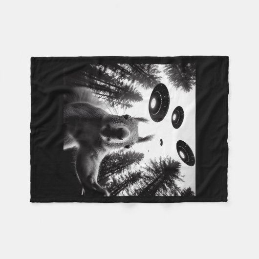 Squirrel Selfie With Alien Ufo Funny For Men Women Fleecedecke (Vorderseite (Horizontal))
