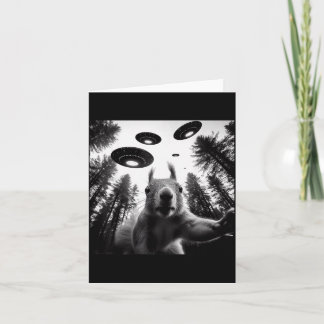 Squirrel Selfie With Alien Ufo Funny For Men Women Karte