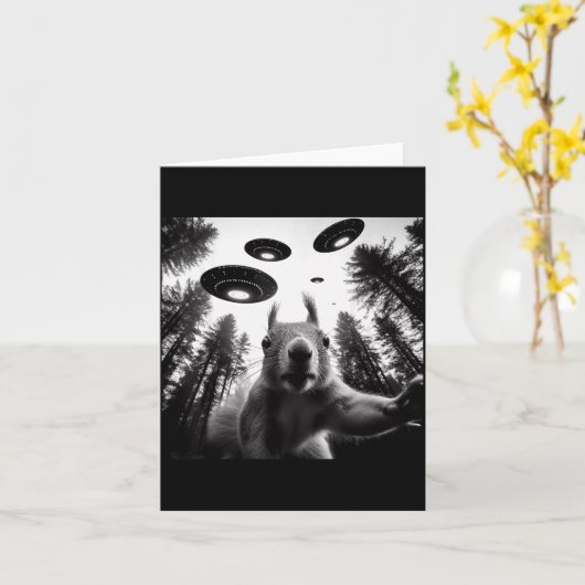 Squirrel Selfie With Alien Ufo Funny For Men Women Karte (Gelbe Blume)