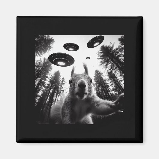 Squirrel Selfie With Alien Ufo Funny For Men Women Magnet (Vorne)