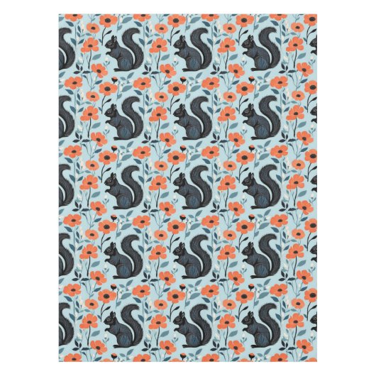 Squirrel Spring Flowers Art Tischdecke (Vorderseite)