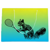 Squirrel Tennis Spieler im tropischen Hintergrund Große Geschenktüte (Vorderseite)