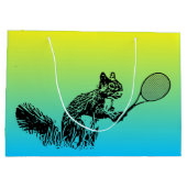 Squirrel Tennis Spieler im tropischen Hintergrund Große Geschenktüte (Rückseite)