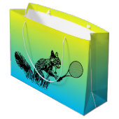 Squirrel Tennis Spieler im tropischen Hintergrund Große Geschenktüte (Rückseite Schrägansicht)