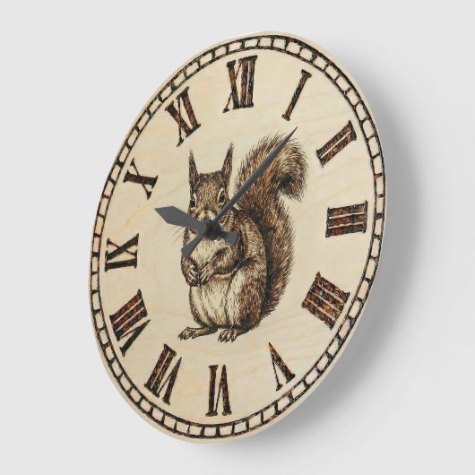 Squirrel Wall Clock - Warm Woodland Touch Große Wanduhr (Winkel)