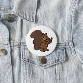 Squirrel with Acorn Cute Woodland Animal Button