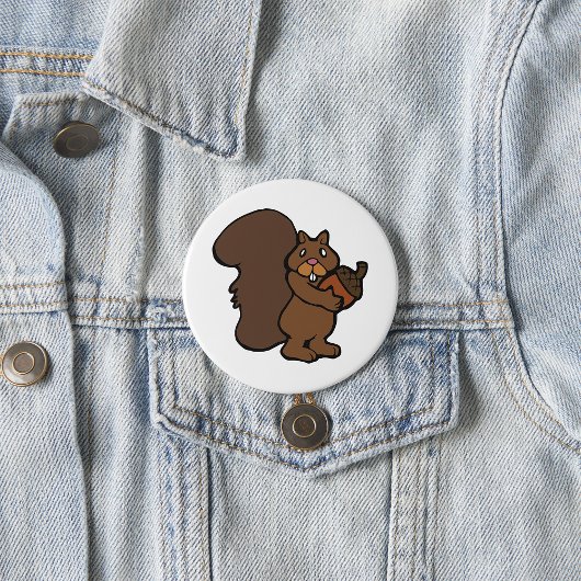 Squirrel with Acorn Cute Woodland Animal Button