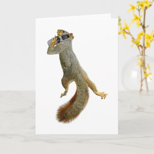 Squirrel with Cell Phone Karte (Gelbe Blume)