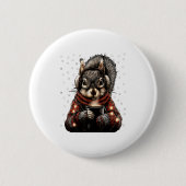 Squirrel With Gles Christmas Lights Funny Coffee W Button (Vorderseite)