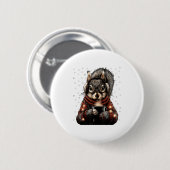 Squirrel With Gles Christmas Lights Funny Coffee W Button (Vorne & Hinten)