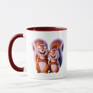 Squirreln Geschwister lachen süße Cartoon Tasse