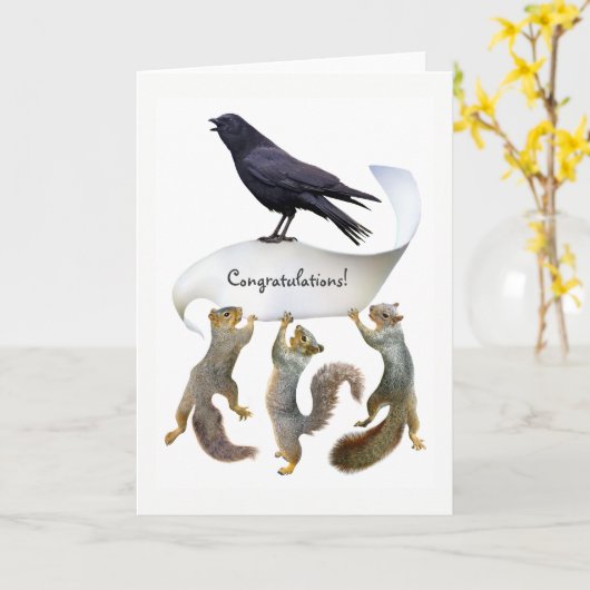 Squirrels and Crow Congratulations Card Karte (Gelbe Blume)