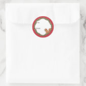 Squirrels and Holly Holiday Runder Aufkleber (Tasche)