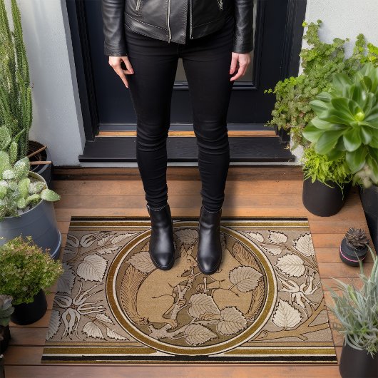 Squirrels Art Deco Burnt Sand Brown Walter Crane Fußmatte