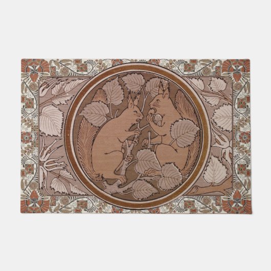 Squirrels Art Deco Burnt Sienna Walter Crane Fußmatte (Vorderseite)