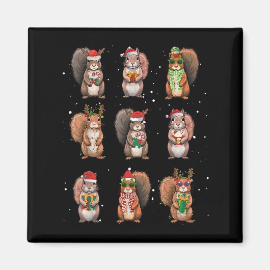 Squirrels Christmas Lights Decor Funny Squirrel Lo Magnet (Vorne)