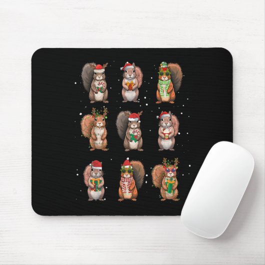 Squirrels Christmas Lights Decor Funny Squirrel Lo Mousepad (Mit Mouse)