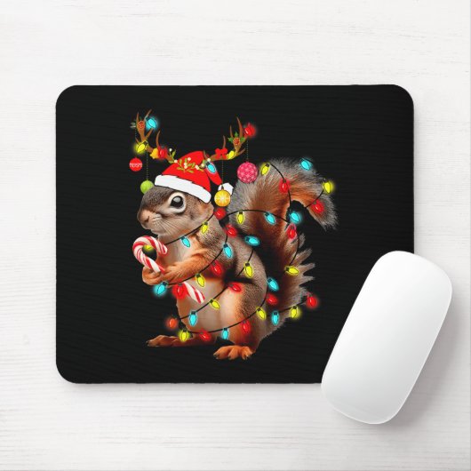 Squirrels Christmas Lights Funny Xmas Squirrel Lov Mousepad (Mit Mouse)