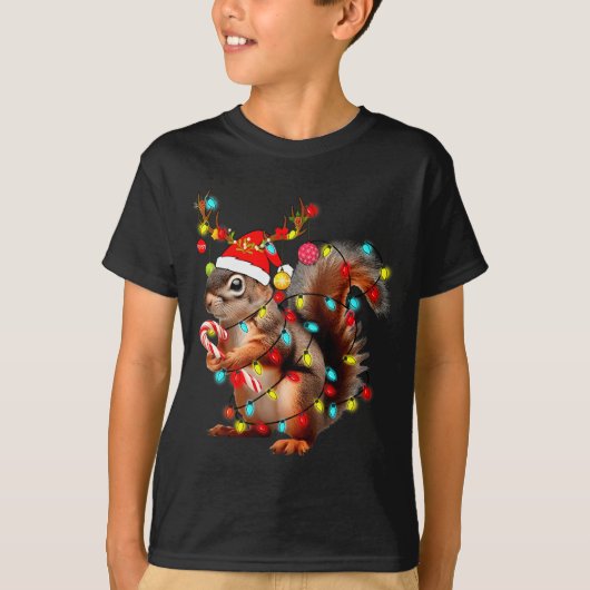 Squirrels Christmas Lights Funny Xmas Squirrel Lov T-Shirt (Vorderseite)