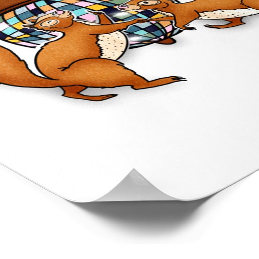 Squirrels Disco Funny Party  Poster (Ecke)
