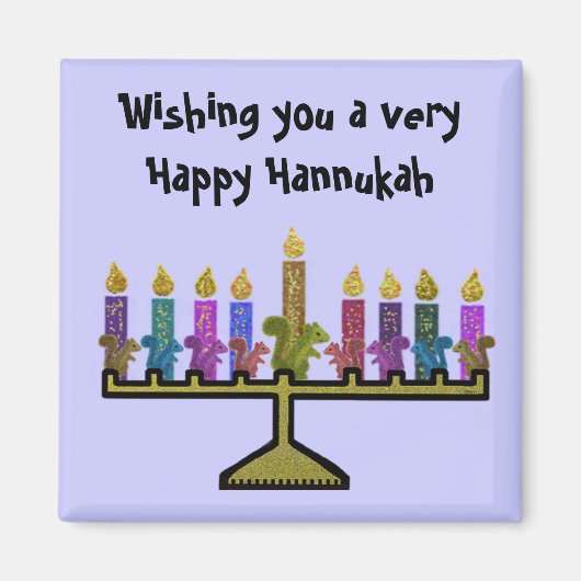 Squirrels Hannukah Menorah Magnet (Vorne)